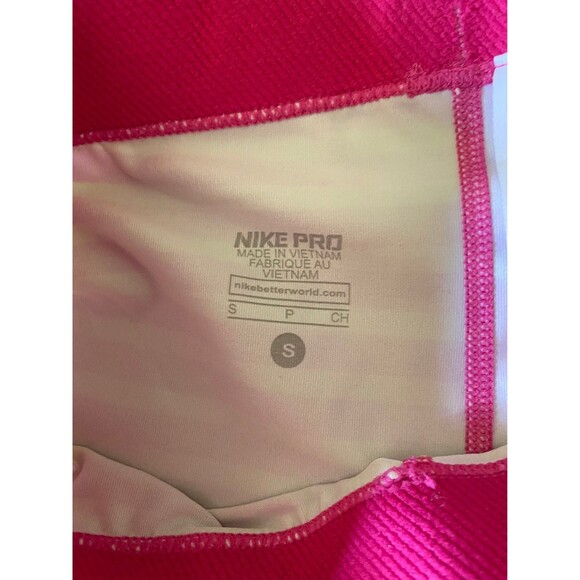 Nike Pro Dri-fit cropped Pink Yellow Striped compression leggings size Small S - Picture 3 of 6